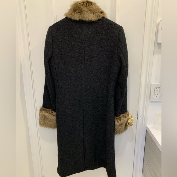 Gianni Feraud long black coat with faux fur trim. Size 8 - Picture 2 of 6